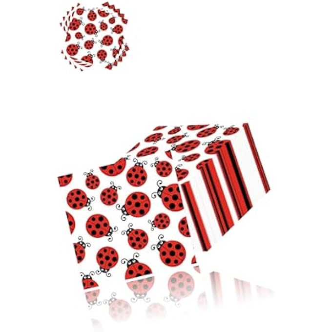 LADYBUG PAPER NAPKINS40 PCS, CUTE RED & BLACK DESIGN, DISPOSABLE TABLEWARE FOR BIRTHDAY PARTIES, BABY SHOWERS, AND LADY BEETLE THEMED EVENTS - Image 1